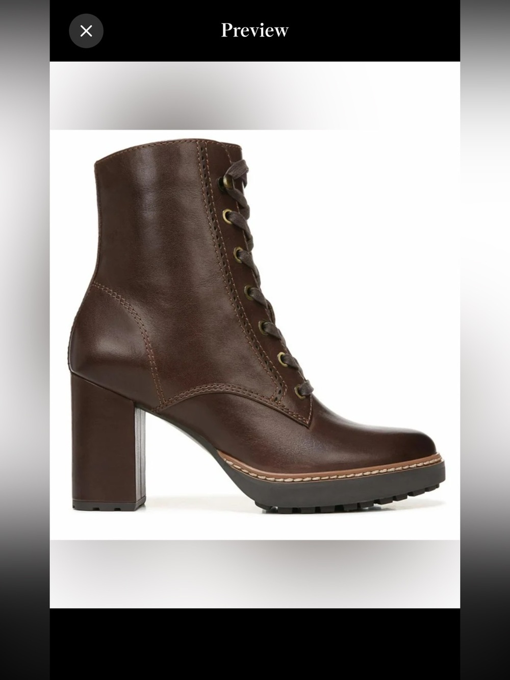 Naturalizer brown leather callie lace up lug sole ankle boots new 8.5 m